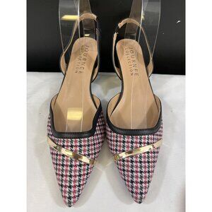 Journee Collection Womens Black & Pink Houndstooth Heels Sz 8 SKU 6376